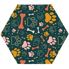 Dog Paw Colorful Fabrics Digitally Wooden Puzzle Hexagon