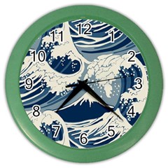 Japanese Wave Pattern Color Wall Clock