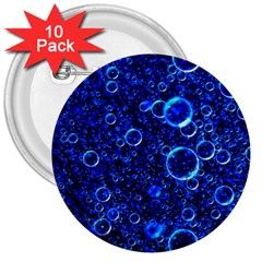 Blue Bubbles Abstract 3  Buttons (10 Pack) 