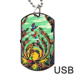 Monkey Tiger Bird Parrot Forest Jungle Style Dog Tag Usb Flash (one Side) by Grandong