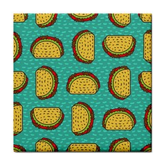 Taco-drawing-background-mexican-fast-food-pattern Tile Coaster by uniart180623
