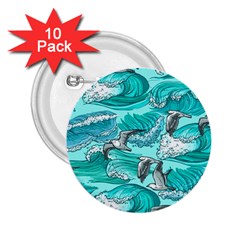 Sea-waves-seamless-pattern 2 25  Buttons (10 Pack) 