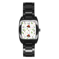 Cute-palm-volcano-seamless-pattern Stainless Steel Barrel Watch