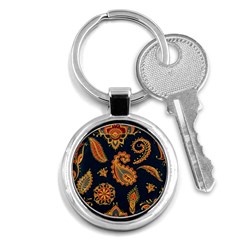 Bright-seamless-pattern-with-paisley-mehndi-elements-hand-drawn-wallpaper-with-floral-traditional Key Chain (round) by uniart180623