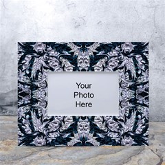 Cobalt Grey Arabesque White Tabletop Photo Frame 4 x6  by kaleidomarblingart