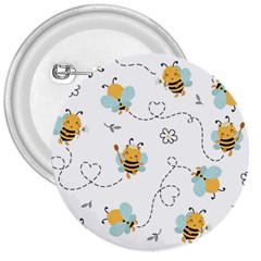 Bee Art Pattern Design Wallpaper Background Print 3  Buttons by uniart180623