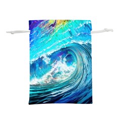 Tsunami Waves Ocean Sea Nautical Nature Water Painting Lightweight Drawstring Pouch (m) by uniart180623
