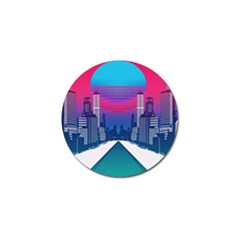 Retro Cityscape Artist Artwork Digital Art Golf Ball Marker (4 Pack)