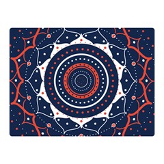 Mandala Orange Navy Two Sides Premium Plush Fleece Blanket (mini)