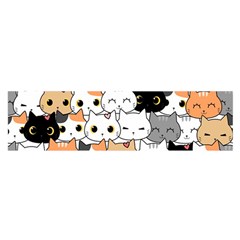 Cute Cat Kitten Cartoon Doodle Seamless Pattern Oblong Satin Scarf (16  X 60 )