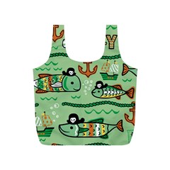 Seamless Pattern Fishes Pirates Cartoon Full Print Recycle Bag (s)