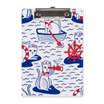 Nautical Cats Seamless Pattern A5 Acrylic Clipboard Front