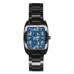 Racing-car-printing-set-cartoon-vector-pattern Stainless Steel Barrel Watch