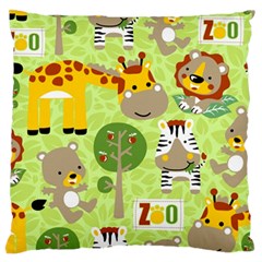 Funny Animals Cartoon Standard Premium Plush Fleece Cushion Case (one Side) by Simbadda