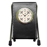 Pug-dog-cat-with-bone-fish-bones-paw-prints-ball-seamless-pattern-vector-background Pen Holder Desk Clock Front