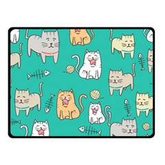 Seamless-pattern-cute-cat-cartoon-with-hand-drawn-style Two Sides Fleece Blanket (small) by Simbadda