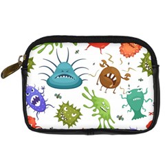 Dangerous-streptococcus-lactobacillus-staphylococcus-others-microbes-cartoon-style-vector-seamless-p Digital Camera Leather Case