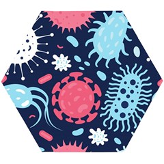 Seamless-pattern-microbes-virus-vector-illustration Wooden Puzzle Hexagon