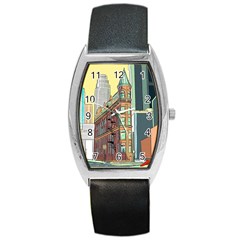 Building Urban Architecture Tower Barrel Style Metal Watch