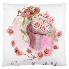 Women With Flowers Standard Premium Plush Fleece Cushion Case (two Sides)