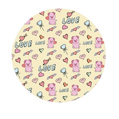 Pig Animal Love Romance Seamless Texture Pattern Mini Round Pill Box by pakminggu