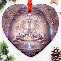 Cosmic Egg Sacred Geometry Art Heart Ornament (two Sides)