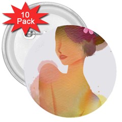 Lady 3  Buttons (10 Pack) 