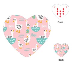 Cute Happy Duck Gift Card Design Seamless Pattern Template Playing Cards Single Design (heart) by pakminggu