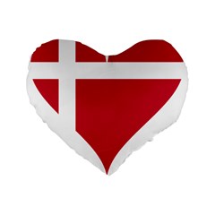 Heart-love-flag-denmark-red-cross Standard 16  Premium Flano Heart Shape Cushions by Bedest