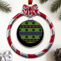 Background-batik 01 Metal Red Ribbon Round Ornament