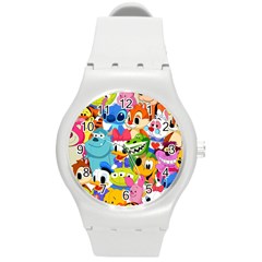 Illustration Cartoon Character Animal Cute Round Plastic Sport Watch (m)