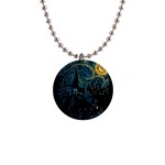 Castle Starry Night Van Gogh Parody 1  Button Necklace Front