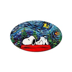 Dog Cartoon Vincent Van Gogh s Starry Night Parody Sticker (oval)