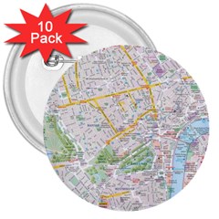 London City Map 3  Buttons (10 Pack) 