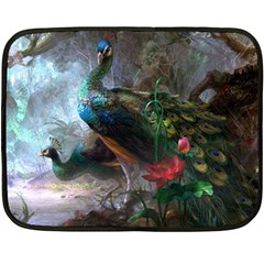 Peacock Art Painting Two Sides Fleece Blanket (mini)