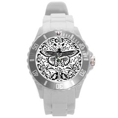 Moth Round Plastic Sport Watch (l) by Valentinaart