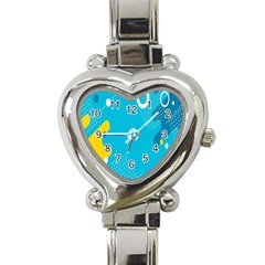 Blue Yellow Abstraction, Creative Backgroun Heart Italian Charm Watch