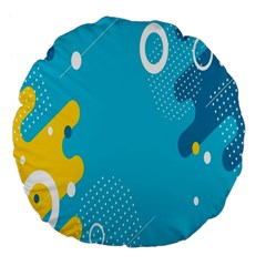 Blue Yellow Abstraction, Creative Backgroun Large 18  Premium Flano Round Cushions