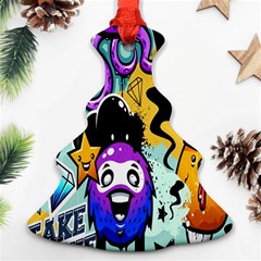 Cartoon Graffiti, Art, Black, Colorful, Wallpaper Ornament (christmas Tree) 