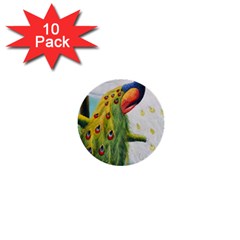 Peacock Art 1  Mini Buttons (10 Pack)  by Grandong