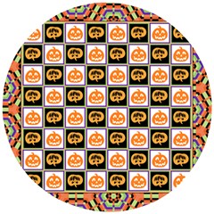 Chess Halloween Pattern Wooden Puzzle Round by Ndabl3x