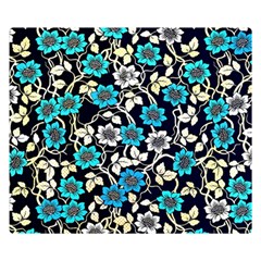 Blue Flower Pattern Floral Pattern Premium Plush Fleece Blanket (small) by Grandong