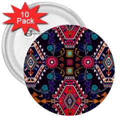 Pattern Ornament Motif Colorful Texture 3  Buttons (10 Pack) 