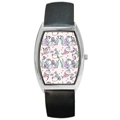 Cartoon Cat Cute Animal Kawaii Pastel Pattern Barrel Style Metal Watch by Ndabl3x