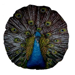 Peacock-feathers2 Large 18  Premium Flano Round Cushions