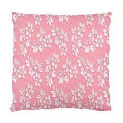 Pink Texture With White Flowers, Pink Floral Background Standard Cushion Case (two Sides)