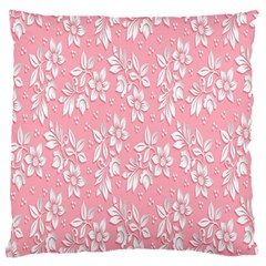 Pink Texture With White Flowers, Pink Floral Background Standard Premium Plush Fleece Cushion Case (two Sides)