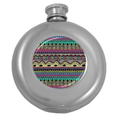 Aztec Design Round Hip Flask (5 Oz)