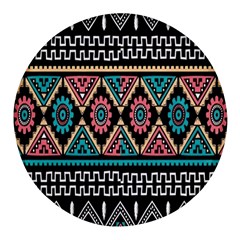 Aztec Wallpaper Round Glass Fridge Magnet (4 Pack)