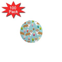 Welsh Corgis Dog Boba Tea Bubble Tea Cute Kawaii 1  Mini Magnets (100 Pack)  by Grandong